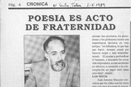Poesía es acto de fraternidad  [artículo].