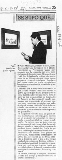 Se supo que --  [artículo].