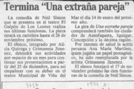 Termina "Una extraña pareja"  [artículo].