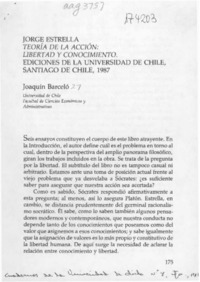 Jorge Estrella, "Teoría de la acción, libertad y conocimiento"