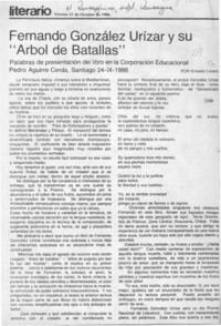 Fernando González Urízar y su "Arbol de batallas"  [artículo] Ernesto Livacic.