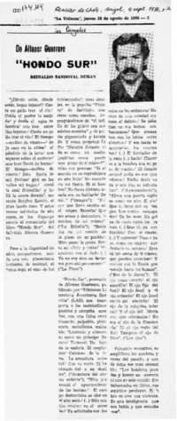 "Hondo sur"  [artículo] Reinaldo Sandoval Durán.