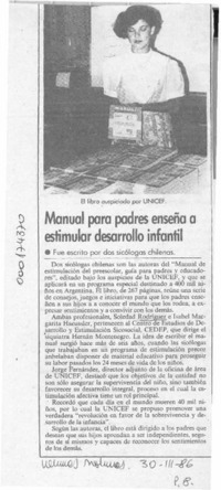 Manual para padres enseña a estimular desarrollo infantil  [artículo].