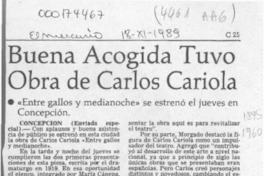 Buena acogida tuvo obra de Carlos Cariola  [artículo].