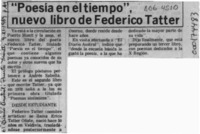 "Poesía en el tiempo", nuevo libro de Federico Tatter  [artículo].