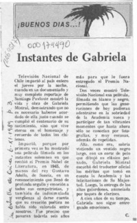 Instantes de Gabriela  [artículo] C.