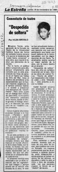 "Despedida de soltera"  [artículo] Hilda Arévalo.