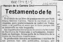 Testamento de fe  [artículo] Hernán de la Carrera Cruz.