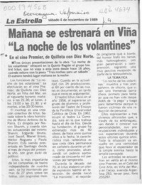 Mañana se estrenará en Viña "La noche de los volantines"  [artículo].