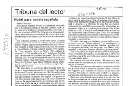 Nobel para novela española  [artículo] Antonieta Rodríguez París.