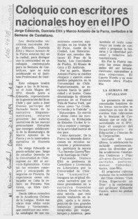 Coloquio con escritores nacionales hoy en el IPO  [artículo].