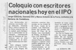 Coloquio con escritores nacionales hoy en el IPO  [artículo].