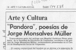 "Pandora", poesías de Jorge Monsalves Müller  [artículo] Magdiel Gutiérrez Pérez.