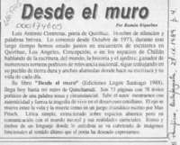 Desde el muro  [artículo] Ramón Riquelme.