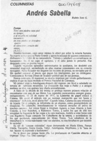 Andrés Sabella  [artículo] Rubén Soto G.