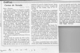 Cartas de Neruda  [artículo] Juan Hurtado Jaramillo [y] FernandoQuezada Lagos.