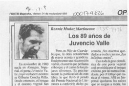 Los 89 años de Juvencio Valle  [artículo] Ronnie Muñoz Martineaux.
