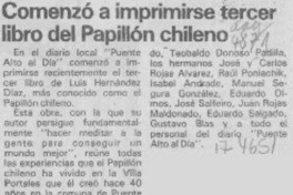 Comenzó a imprimirse tercer libro del Papillón chileno