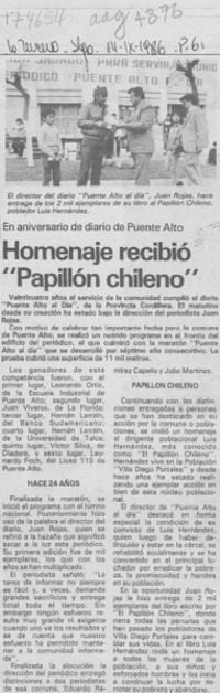 Homenaje recibió "Papillón chileno"