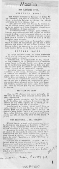 Mosaico  [artículo] Abelardo Troy.