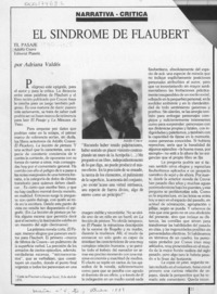 El síndrome de Flaubert  [artículo] Adriana Valdés.