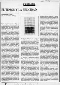 El Temor y la felicidad  [artículo].
