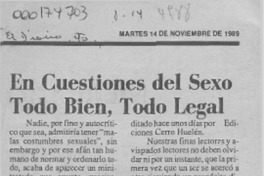 En cuestiones del sexo todo bien, todo legal  [artículo] V. M. M.