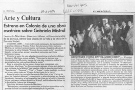 Estreno en Colonia de una obra escénica sobre Gabriela Mistral  [artículo] Mirjam Gehrke.