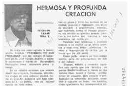 Hermosa y profunda creación  [artículo] Augusto César Roa V.