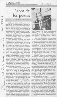 Labor de los poetas  [artículo] Marino Muñoz Lagos.