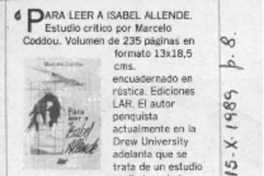 Para leer a Isabel Allende  [artículo].