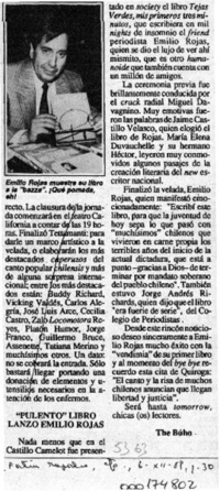 "Pulento" libro lanzó Emilio Rojas  [artículo] The Búho.