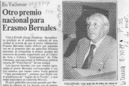 Otro premio nacional para Erasmo Bernales  [artículo] Jorge Zambra.