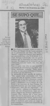 Se supo que --  [artículo].