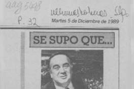 Se supo que --  [artículo].