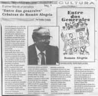 "Entre dos generales" crónicas de Román Alegría  [artículo] Emilio Oviedo.