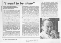 "I want to be alone"  [artículo] Rodrigo Pinto.