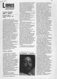 Camisa limpia, libre y fuerte  [artículo] Marcelo Maturana.