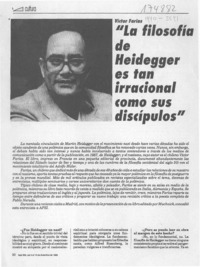 "La filosofía de Heidegger es tan irracional como sus discípulos"  [artículo] Alberto Luengo.