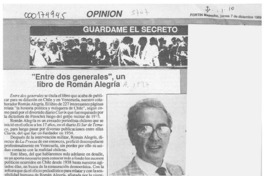 "Entre dos generales", un libro de Román Alegría  [artículo].