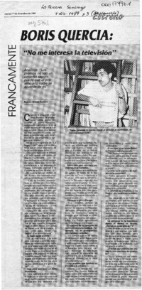 "No me interesa la televisión"  [artículo] Rodolfo Arenas Romero.