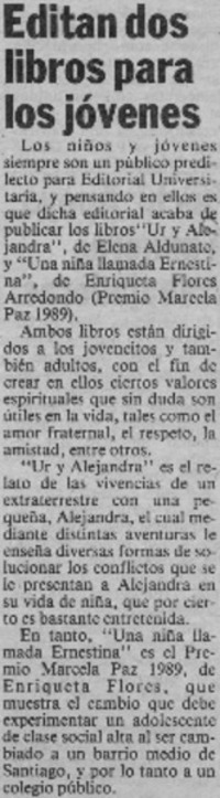 Editan dos libros para los jóvenes