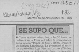 Se supo que --  [artículo].