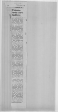 Polémico texto sobre los libros