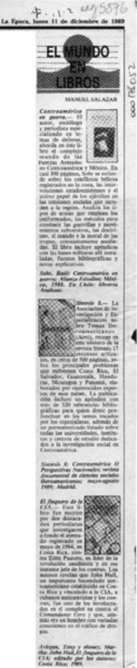 "Centroamérica en guerra"  [artículo] Manuel Salazar.