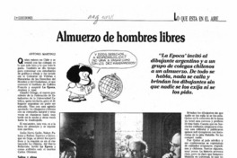 Almuerzo de hombres libres  [artículo] Antonio Martínez.
