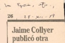 Jaime Collyer publicó otra novela en España