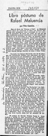 Libro póstumo de Rafael Maluenda  [artículo] Tito Castillo.
