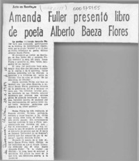 Amanda Fuller presentó libro de poeta Alberto Baeza Flores  [artículo].