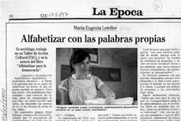 Alfabetizar con las palabras propias  [artículo] Verónica Waissbluth.